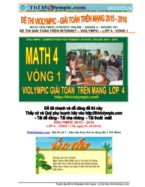 Đề thi violympic Toán Khối 4 - Vòng 1 - Năm học 2015-2016